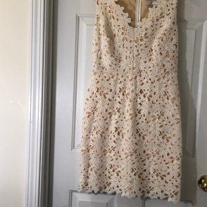 Loft White and Nude Lace Eyelet Size 2 Sleeveless Dress NWT
